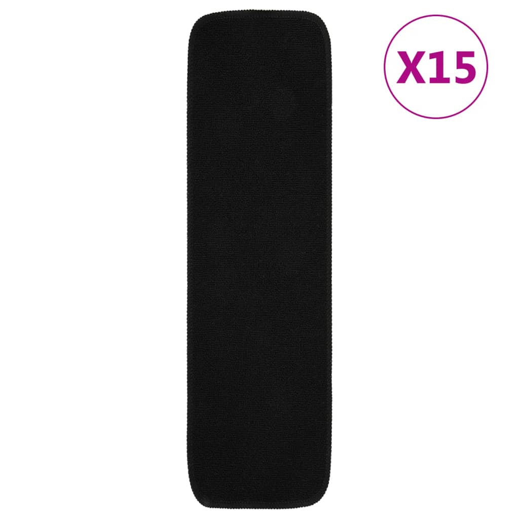 Esteras de escalera de Vidaxl 15 st anti-deslizamiento rectangular 75x20 cm negro