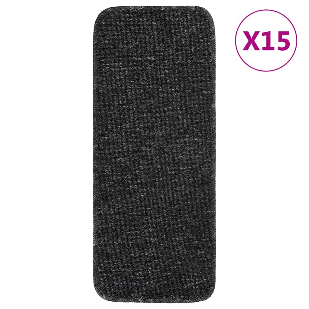 Vidaxl Stair Mats 15 ST Couleur anthracite rectangulaire de 60x25 cm