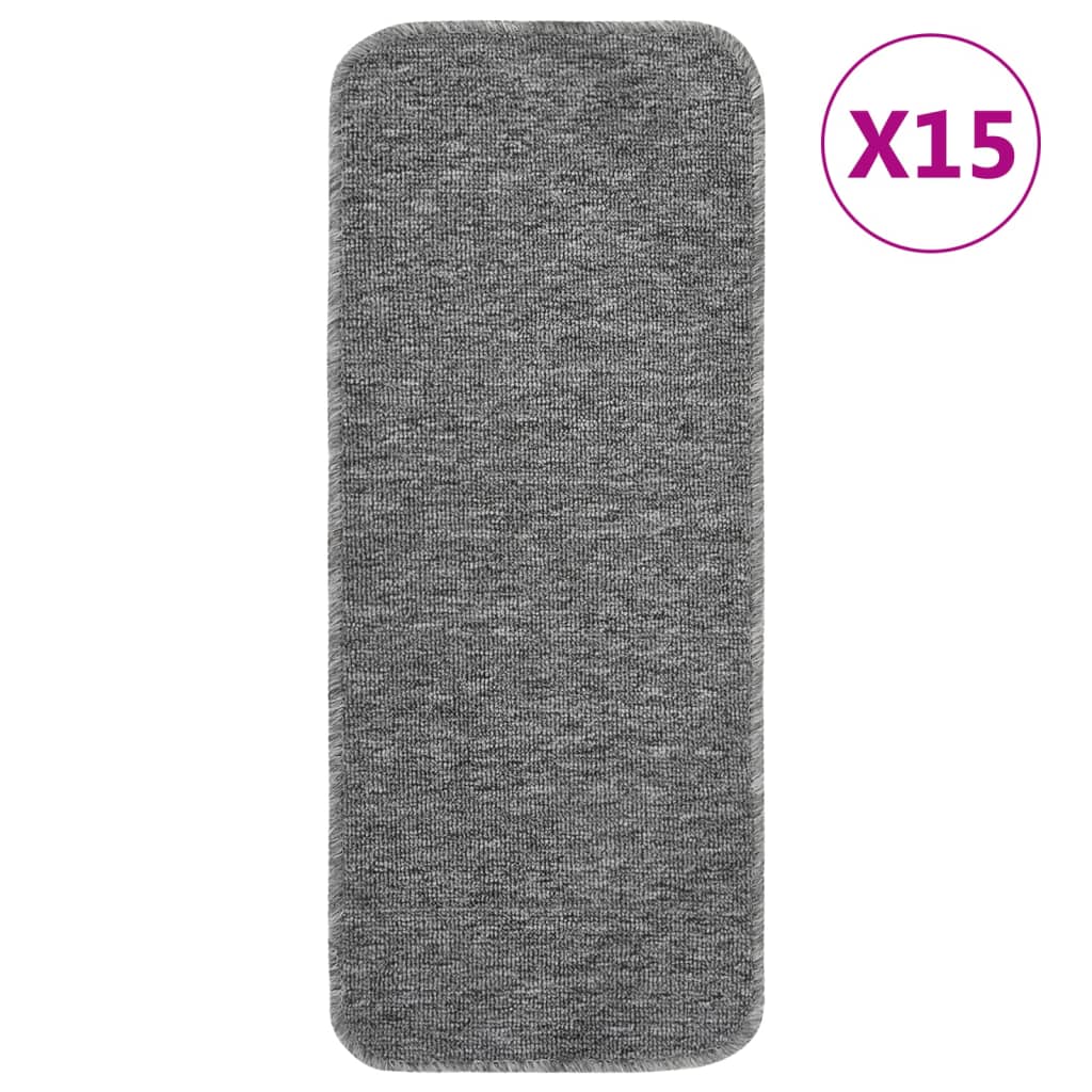 Vidaxl stair mats 15 st anti-slip rectangular 60x25 cm gray