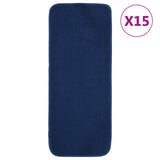 Esteras de escalera de Vidaxl 15 st anti-deslizamiento rectangular 60x25 cm azul marino