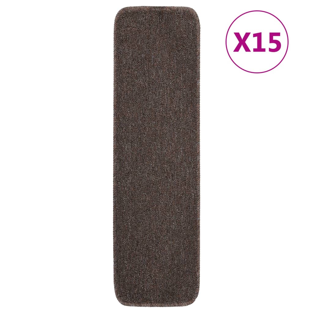 Vidaxl Mat à escaliers 15 ST Anti-slip Rectangulaire 75x20 cm brun