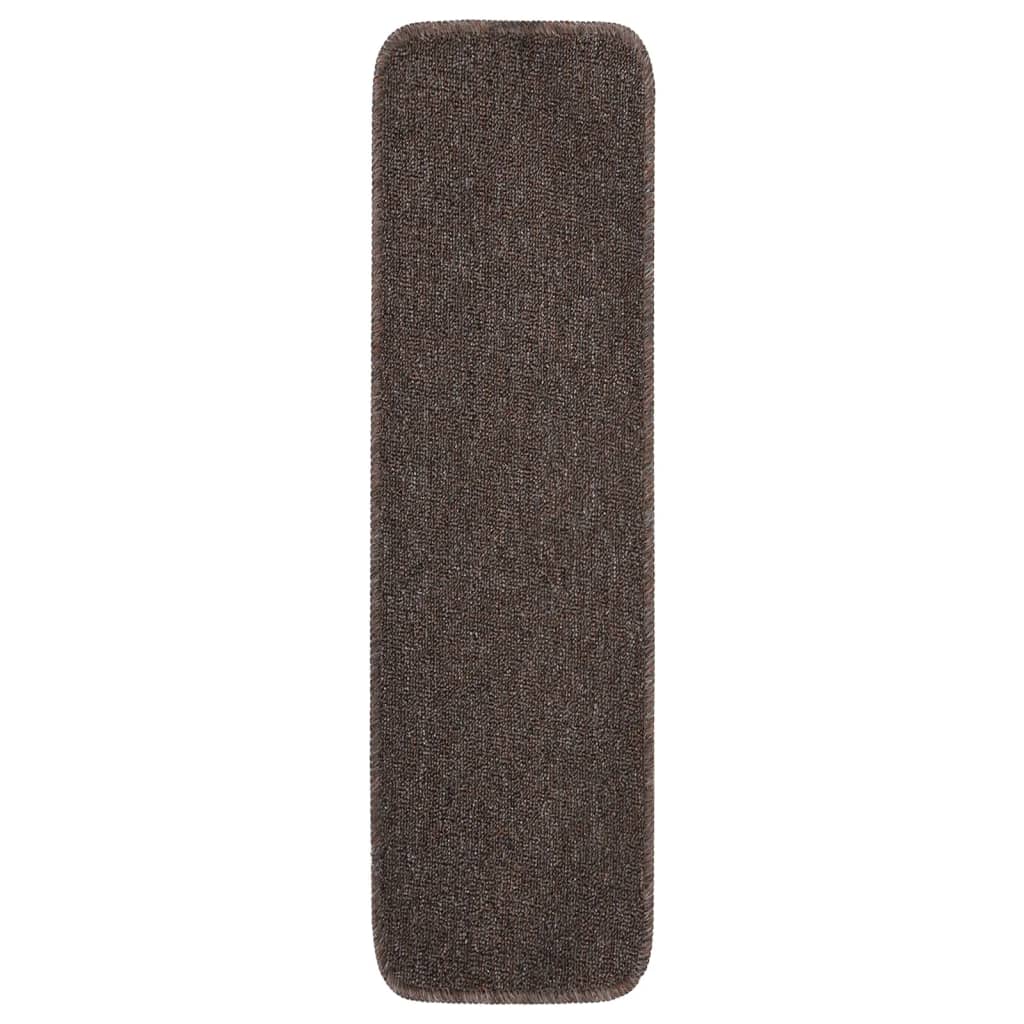 Vidaxl Mat à escaliers 15 ST Anti-slip Rectangulaire 75x20 cm brun