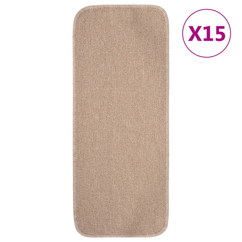 Vidaxl Escalier Mats 15 St Anti-Slip Rectangular 60x25 cm beige