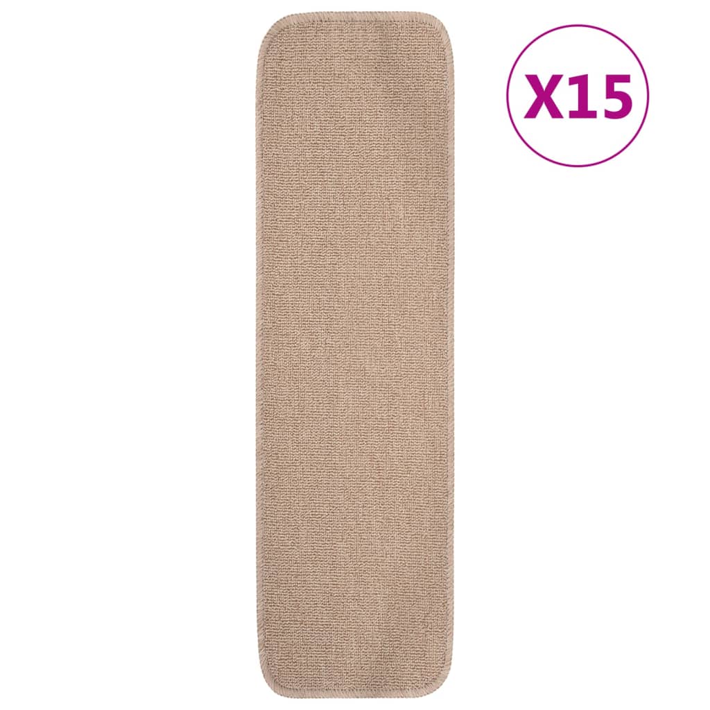 Vidaxl trapmatten 15 st anti-slip rechthoekig 75x20 cm beige