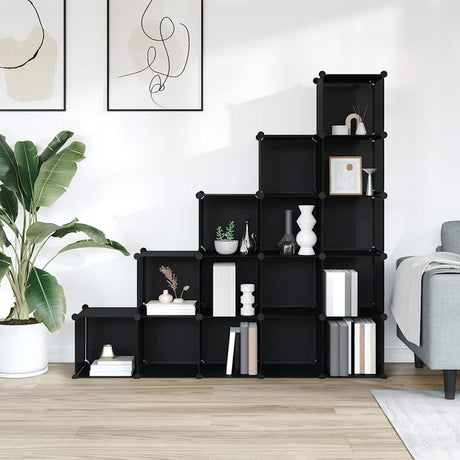 Meubles de stockage vidaxl avec 15 compartiments en polypropène noir