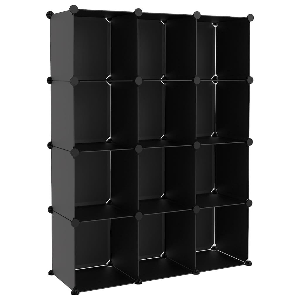 Muebles de almacenamiento de Vidaxl con 12 compartimentos polypropene negro