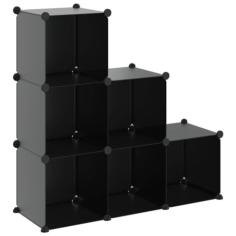 Meubles de stockage vidaxl avec 6 compartiments en polypropène noir