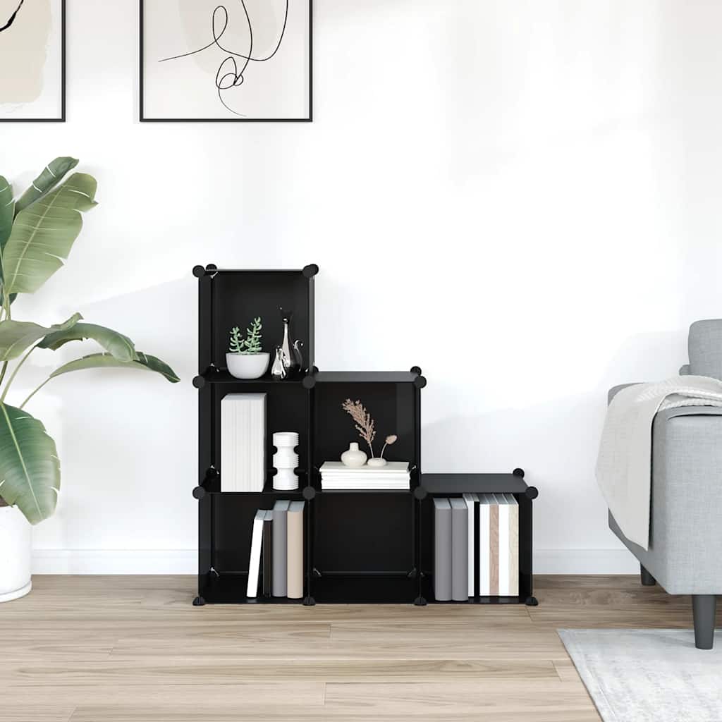 Meubles de stockage vidaxl avec 6 compartiments en polypropène noir