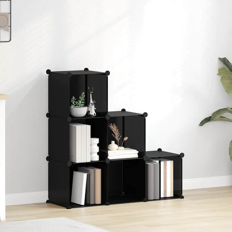 Meubles de stockage vidaxl avec 6 compartiments en polypropène noir