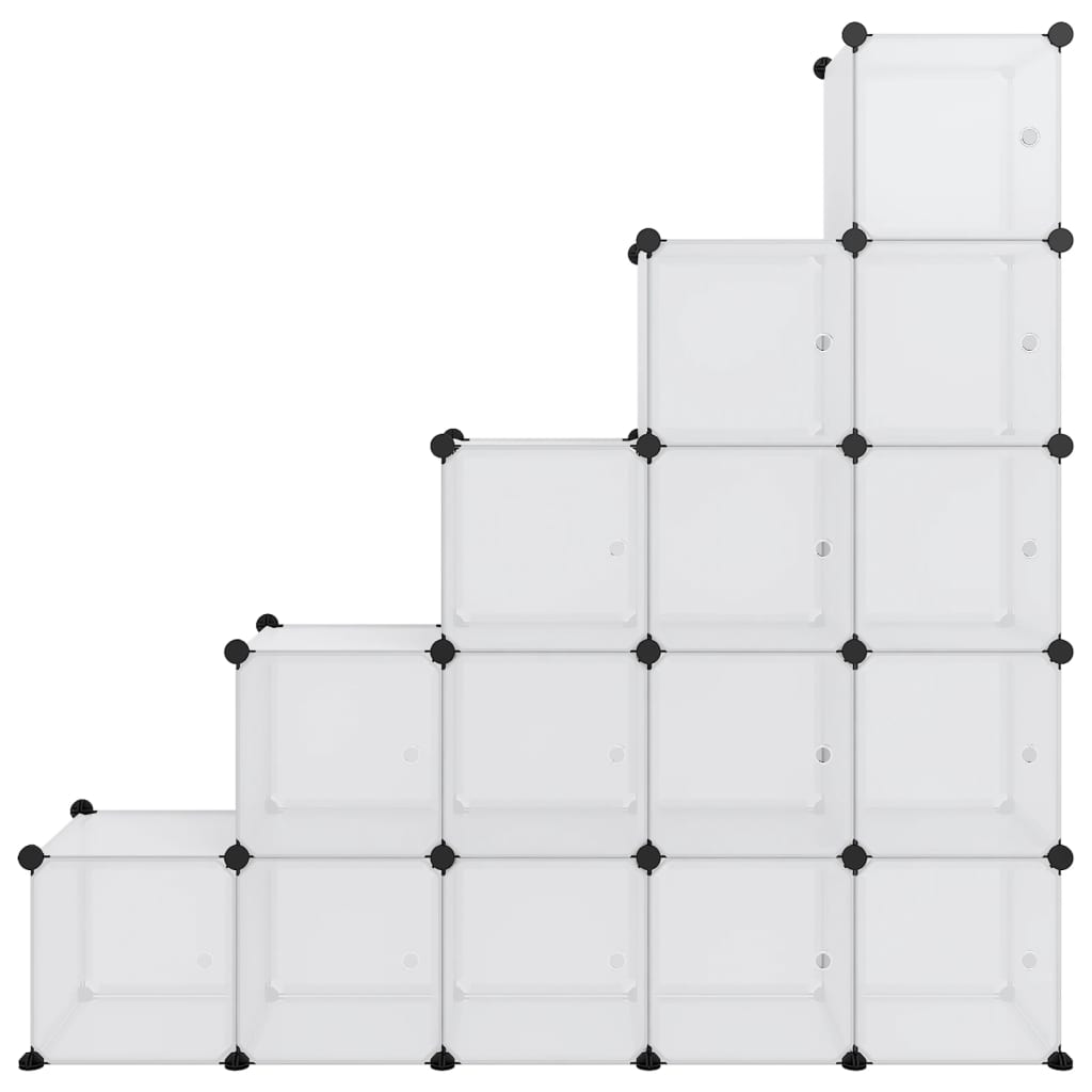 Vidaxl förvaringsmöbler med 15 fack och dörrar polypropen transparent