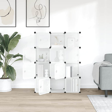 Meubles de stockage Vidaxl avec 12 compartiments et portes en polypropène transparent