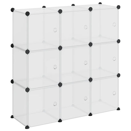 Meubles de stockage Vidaxl avec 9 compartiments et portes en polypropène transparent