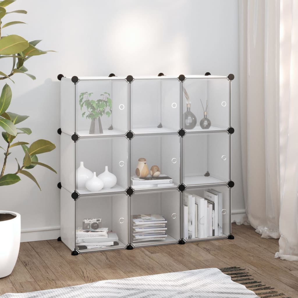 Vidaxl Storage furniture with 9 compartments and doors polypropene transparent