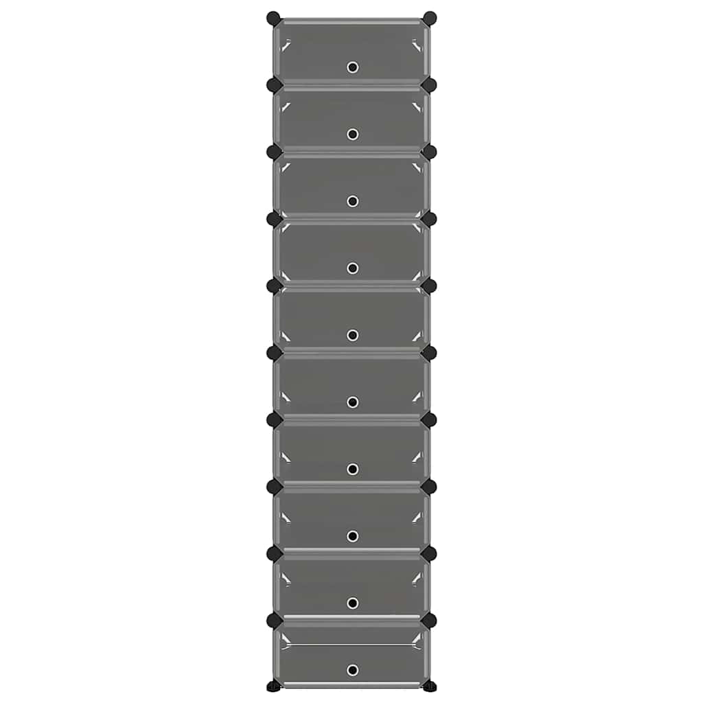 Rack à chaussures Vidaxl 44x32x174 cm en polypropène noir