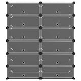 Rack à chaussures Vidaxl 94.5x36.5x106 cm Black en polypropène
