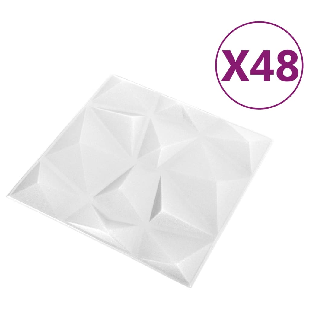 Vidaxl 48 paneles de pared 3d Diamante 12 m² 50x50 cm blanco