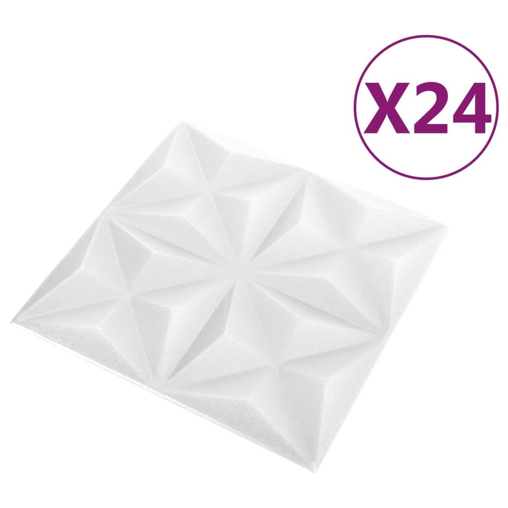 Vidaxl 24 pannelli murali 3d origami 6 m² 50x50 cm bianco