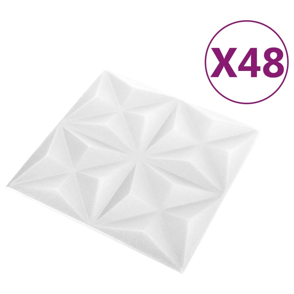 Vidaxl 48 St Wall Panels 3D Origami 12 M² 50x50 cm Vit