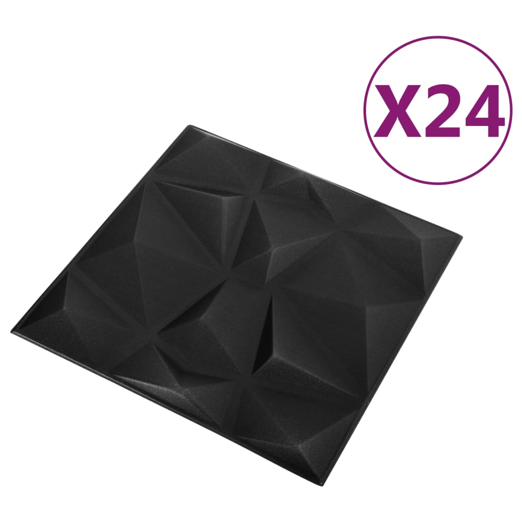 Vidaxl 24 ST Wall panels 3D Diamond 6 m² 50x50 cm Black