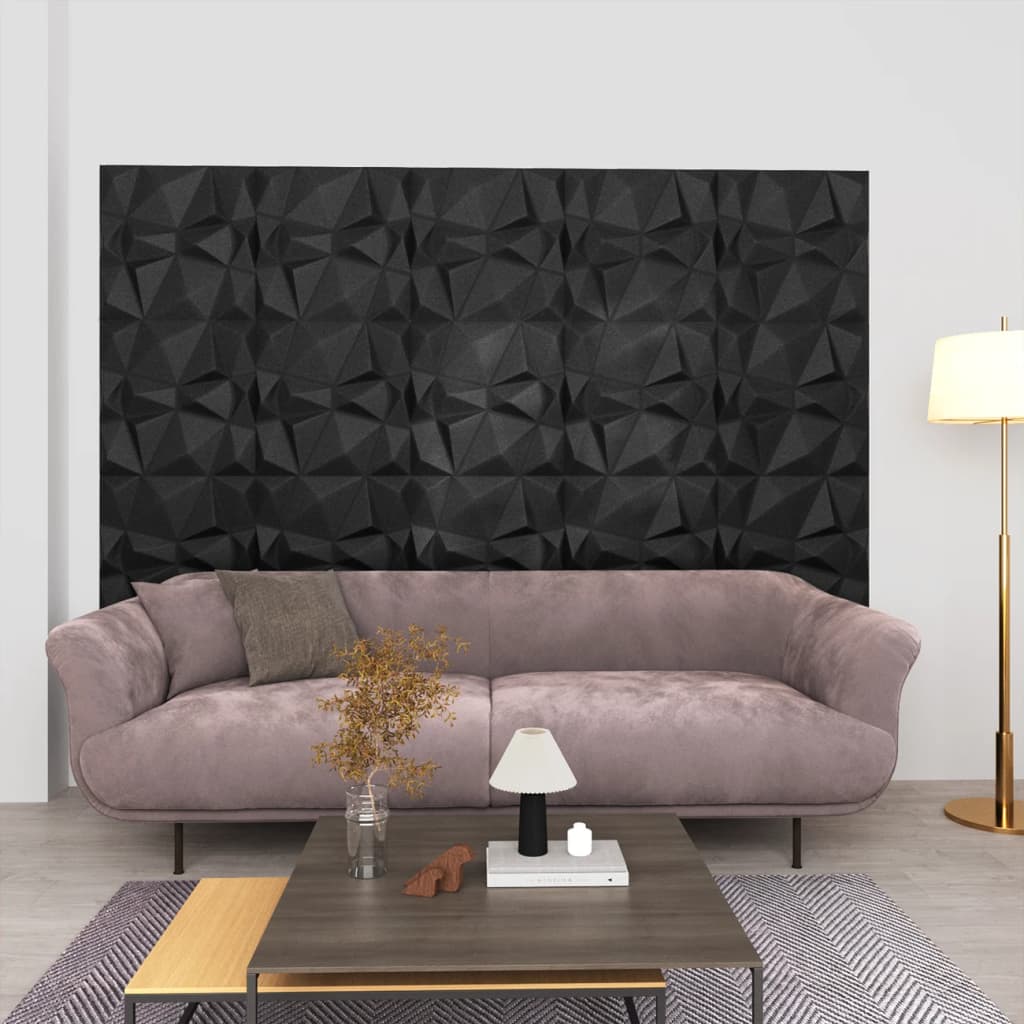 Vidaxl 24 ST Wall panels 3D Diamond 6 m² 50x50 cm Black