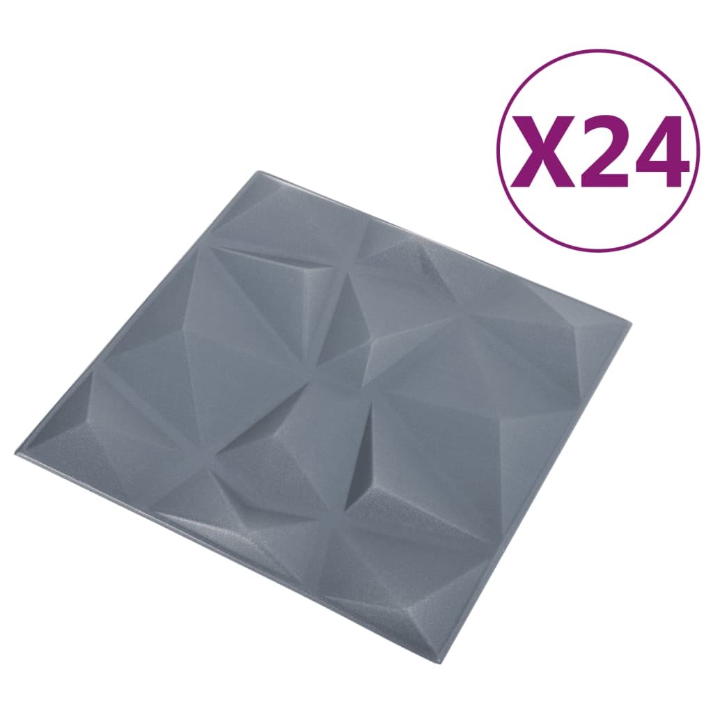 Vidaxl 24 ST Panele ścienne 3D Diamond 6 m² 50x50 cm szary