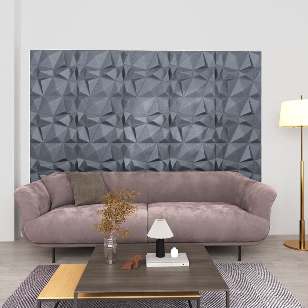 Vidaxl 48 St Panneaux muraux 3d Diamond 12 m² 50x50 cm Gray