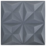 Vidaxl 24 stage de mur 3d origami 6 m² 50x50 cm gris