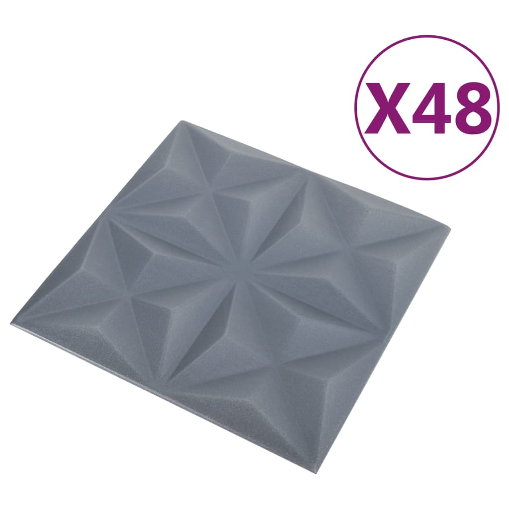 Vidaxl 48 ST stenske plošče 3d origami 12 m² 50x50 cm siva