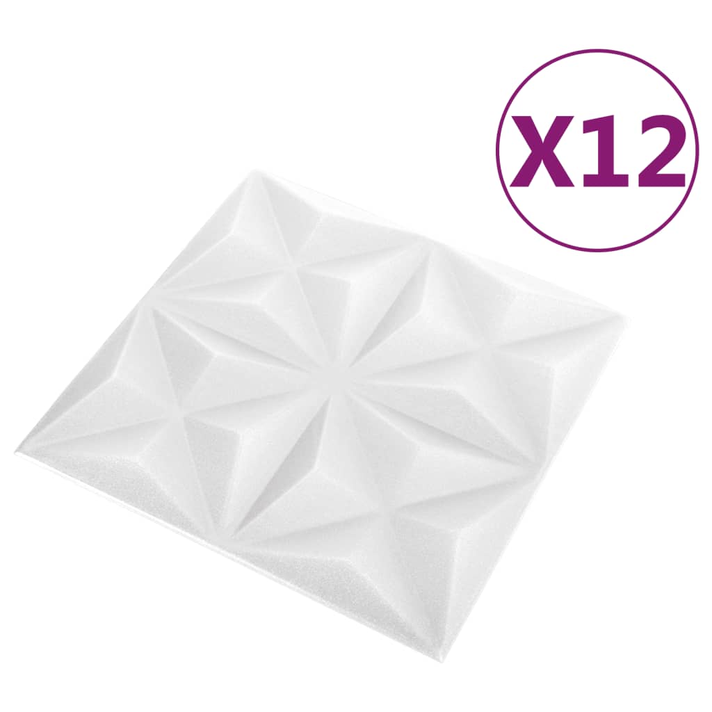 Vidaxl 12 st Wall panels 3D origami 3 m² 50x50 cm white