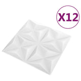 Vidaxl 12 pannelli murali 3d origami 3 m² 50x50 cm bianco