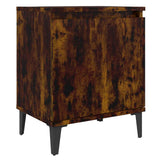 Vidaxl nachtkastje met metalen poten 40x30x50 cm gerookt eikenkleurig