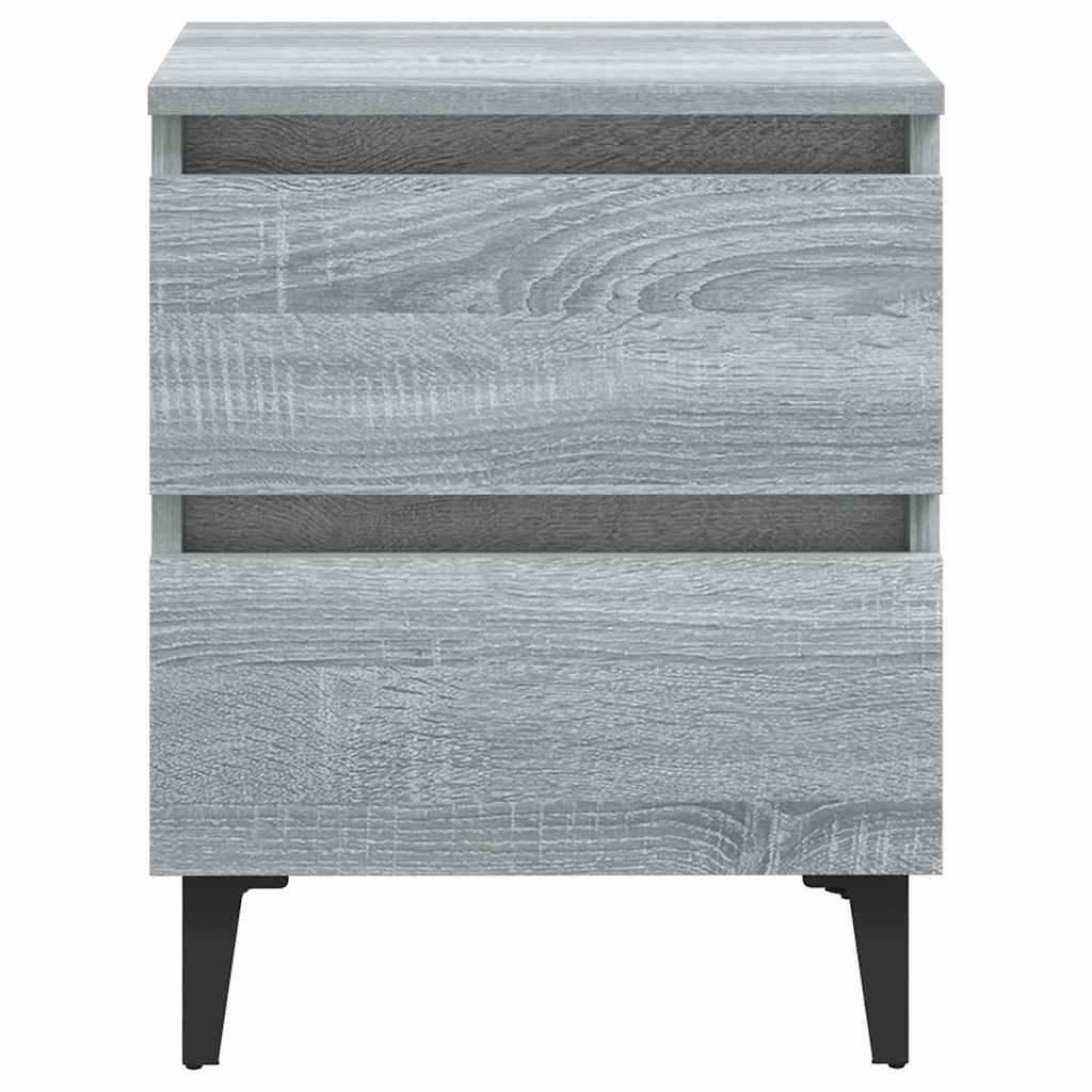 Vidaxl nachtkastjes 2 st met metalen poten 40x35x50 cm grijs sonoma