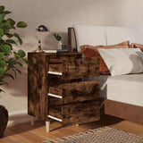 Vidaxl nachtkastje met houten poten 40x35x69 cm gerookt eikenkleurig