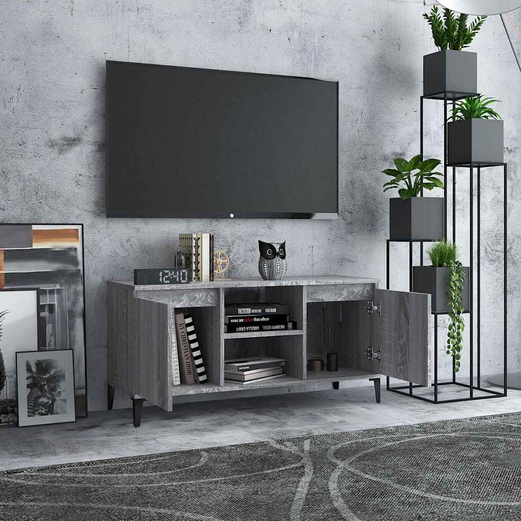 Vidaxl tv-meubel met metalen poten 103,5x35x50 cm grijs sonoma eiken
