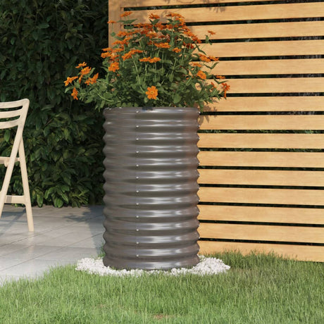 Boîte de planification de Vidaxl 40x40x68 cm en poudre et gris en acier recouvert