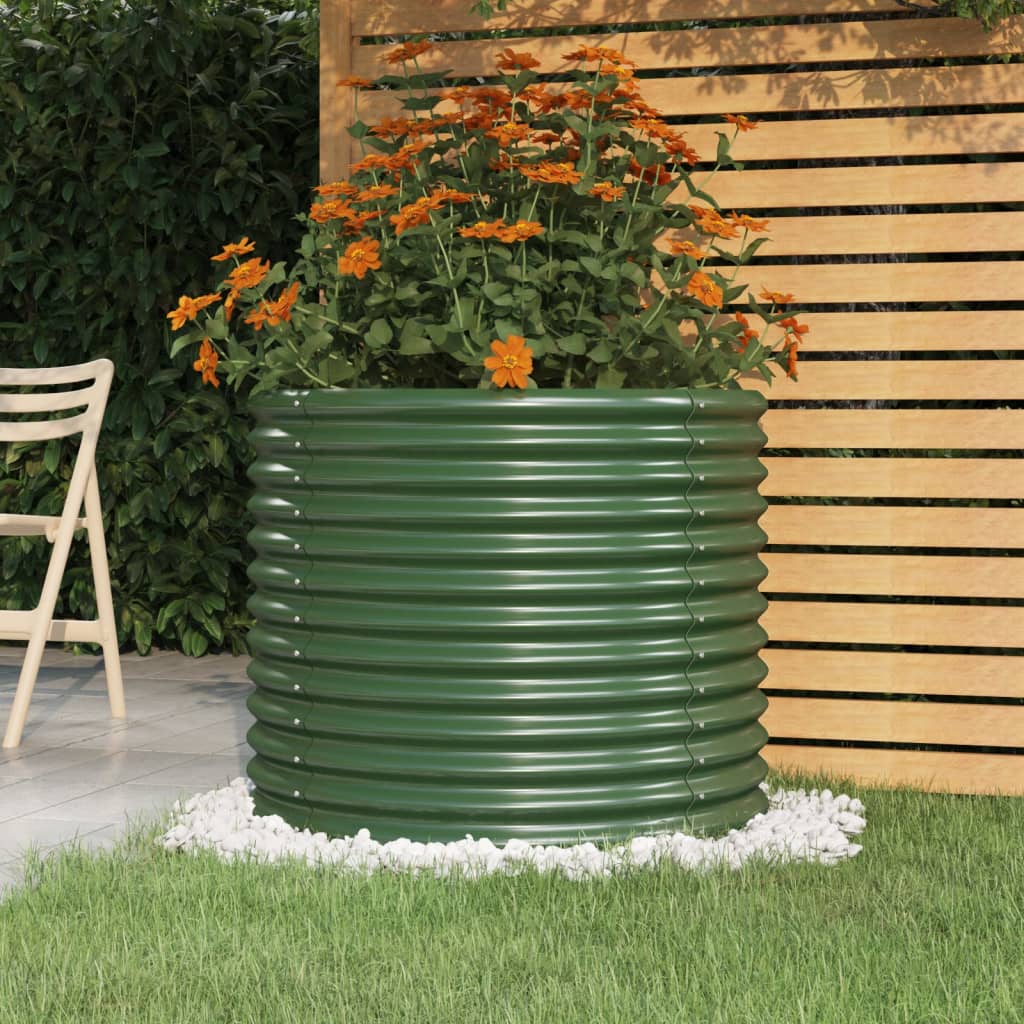 VidaXL Jardinière 80x80x68 cm acier thermolaqué vert