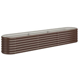 Boîte de planification de Vidaxl 224x40x36 cm en poudre et en acier recouvert de brun