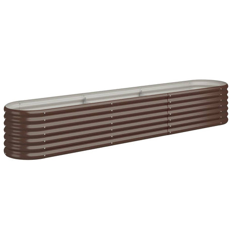 Boîte de planification de Vidaxl 224x40x36 cm en poudre et en acier recouvert de brun
