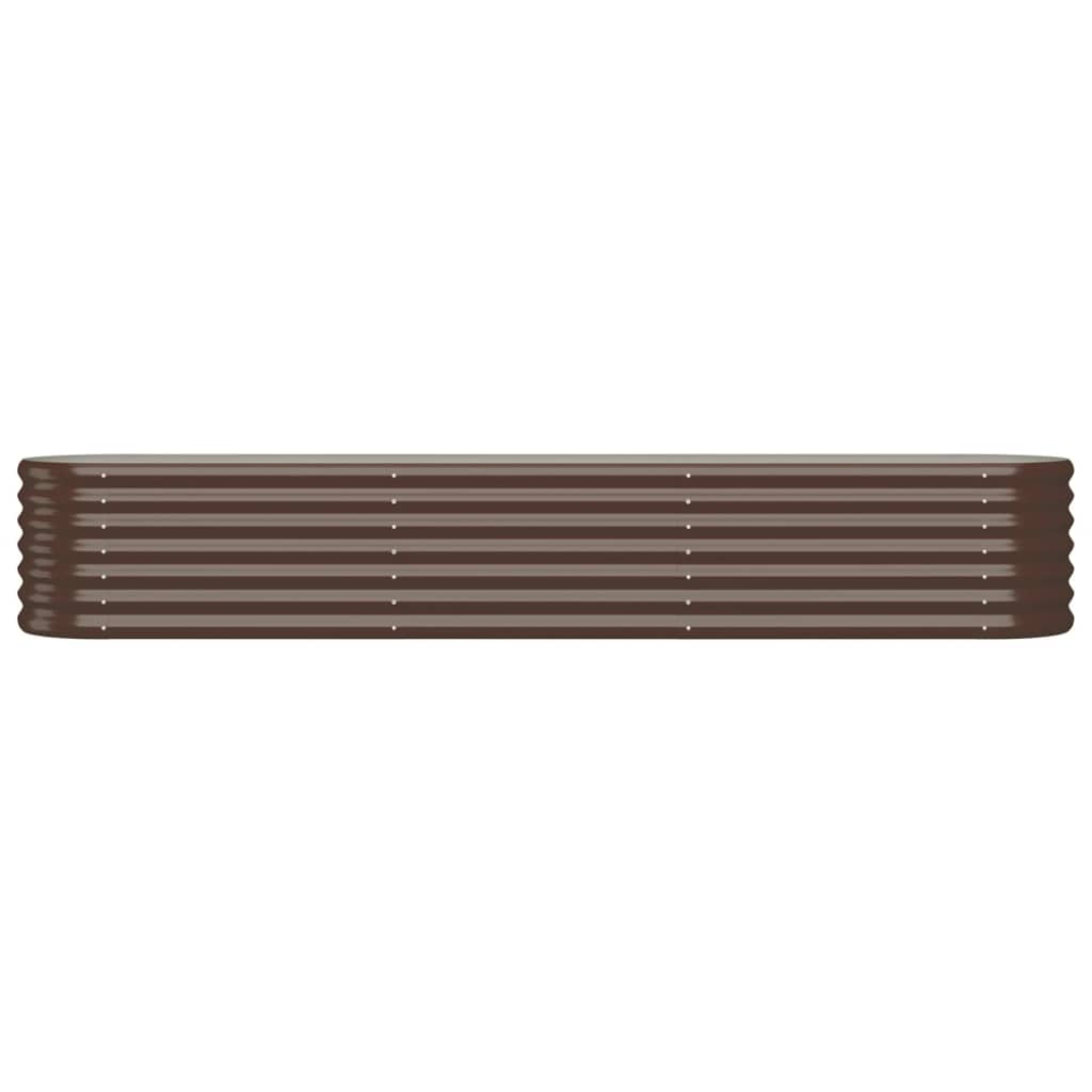 Boîte de planification de Vidaxl 224x40x36 cm en poudre et en acier recouvert de brun