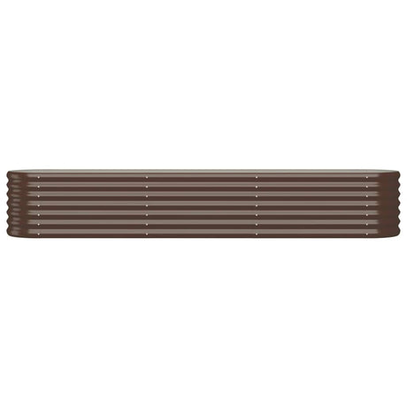 Boîte de planification de Vidaxl 224x40x36 cm en poudre et en acier recouvert de brun