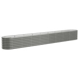 Vidaxl Planter 332x40x36 cm en poudre-gris en acier recouvert