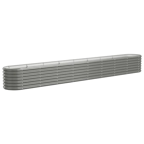 Vidaxl Planter 332x40x36 cm en poudre-gris en acier recouvert