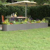 Vidaxl Planter 332x40x36 cm en poudre-gris en acier recouvert