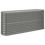 Vidaxl Planter 152x40x68 cm en poudre-gris en acier recouvert