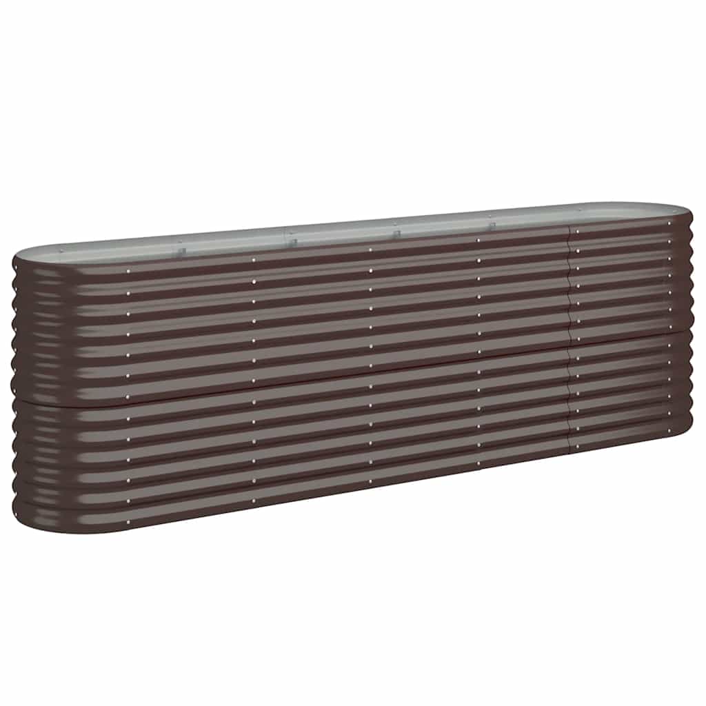 Boîte de planification Vidaxl 224x40x68 cm en poudre et en acier recouvert de brun