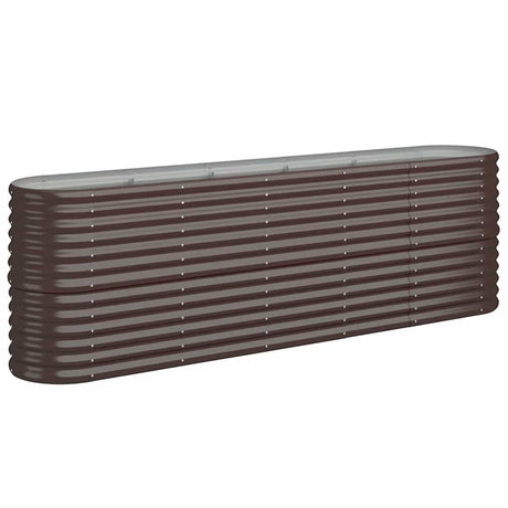 Boîte de planification Vidaxl 224x40x68 cm en poudre et en acier recouvert de brun