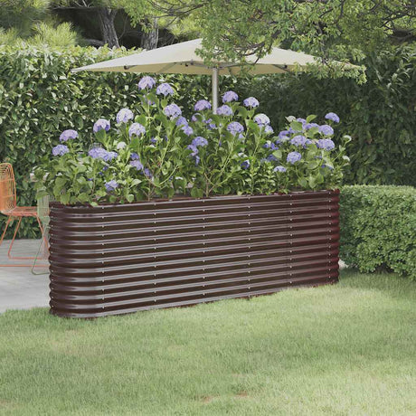Boîte de planification Vidaxl 224x40x68 cm en poudre et en acier recouvert de brun