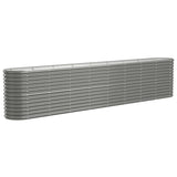 Vidaxl Planter 332x40x68 cm en poudre et gris en acier recouvert