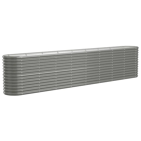 Vidaxl Planter 332x40x68 cm en poudre et gris en acier recouvert