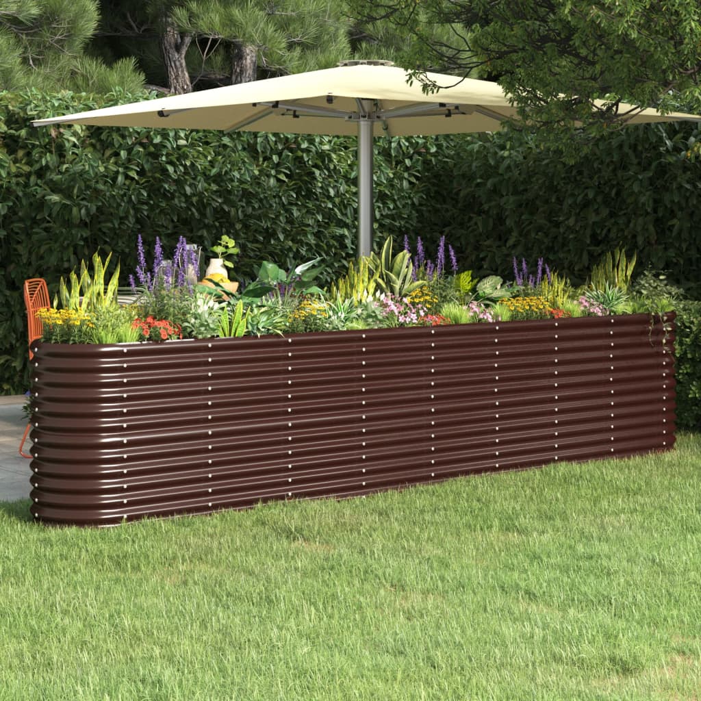 Vidaxl planteur 332x40x68 cm en poudre en poudre brun